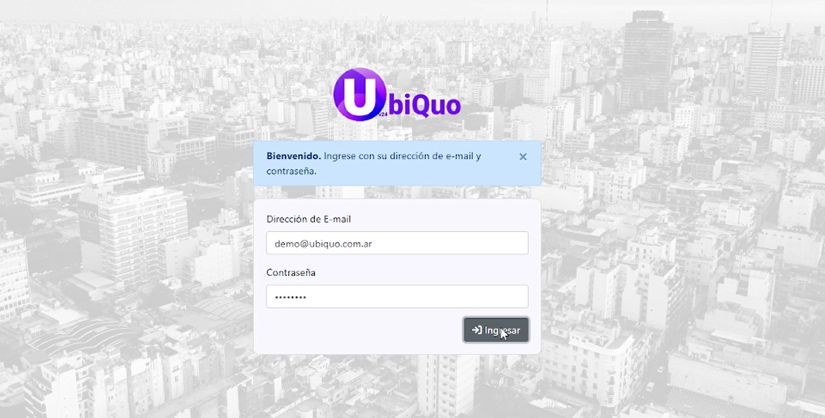 Página de inicio de sesión de UbiQuo