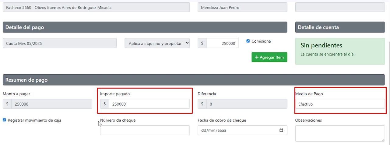 Formulario Pagar Cuota