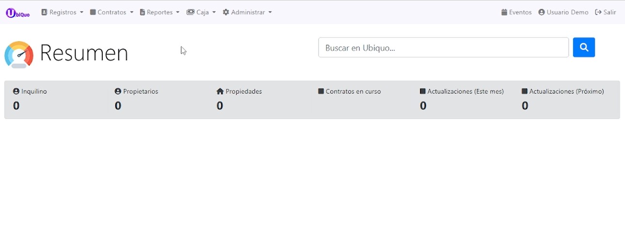 Panel de Resumen vacío