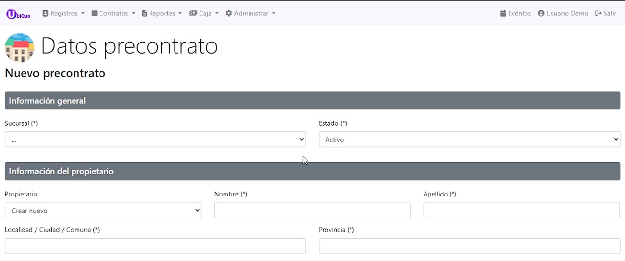 Formulario Datos precontrato