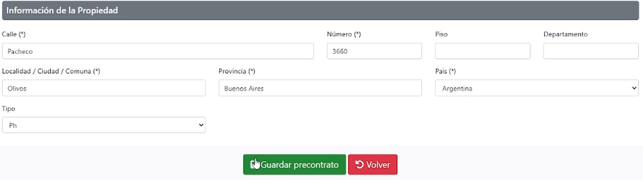 Formulario Datos precontrato completado