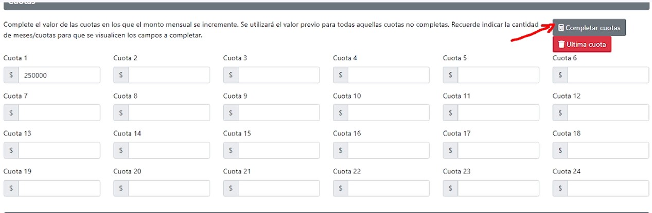 Formulario Contrato - Cuotas